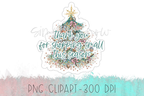 Thanks For Shopping Small This Christmas Holiday Stickers PNG, Print & Cut, Stickers For Etsy Shop, Packaging Stickers For Small Businesses
