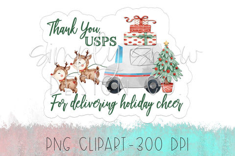 Holiday USPS Thank You Print & Cut Sticker Graphics Svg, Png, Jpeg, Instant Download, Silhouette Cut file, Cricut Cut File, Christmas USPS