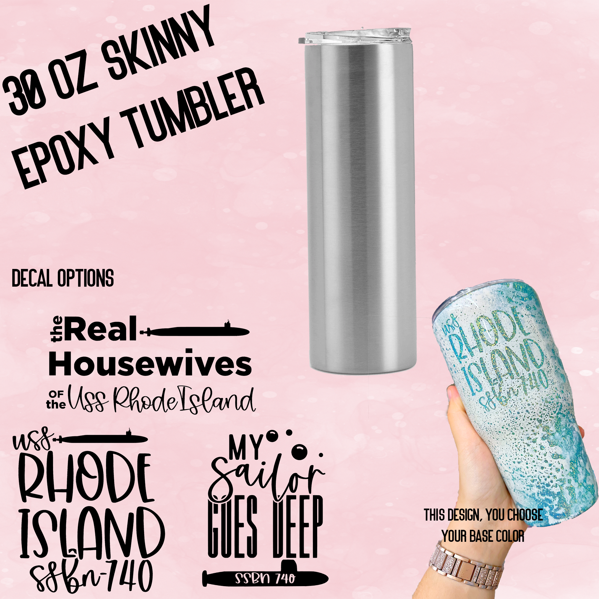 GLITTERED EPOXY TUMBLER - 30 OZ SKINNY