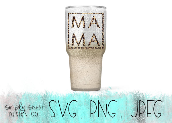 Leopard Mama Square, PNG Instant Download, Mama Sublimation Design, Mama Tumbler Design, Waterslide For Tumblers