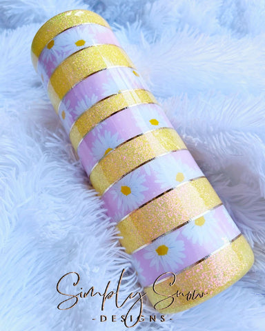 READY TO SHIP 30OZ SKINNY DAISY STRIPES