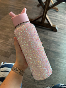 40OZ BOTTLE, PINK SCATTER RHINESTONE