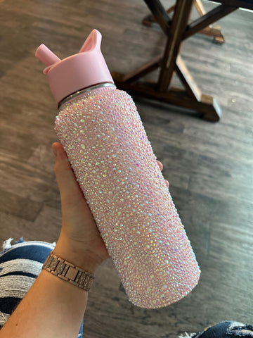 40OZ BOTTLE, PINK SCATTER RHINESTONE