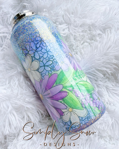LILAC FLORAL BOTTLE *WONKY* READ DESCRIPTION